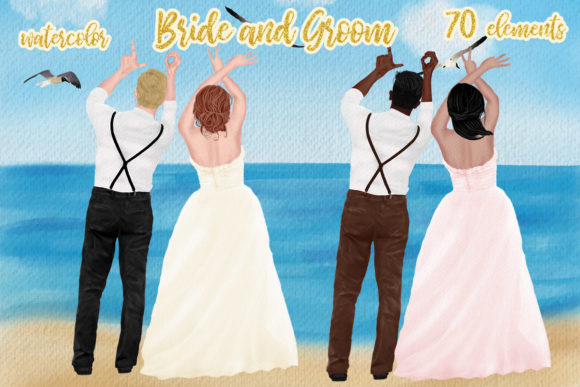 70 Hand-Painted Watercolor Wedding Clipart Designs for Every Project