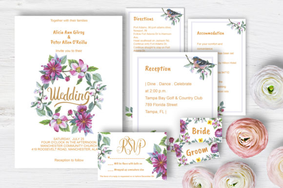 Apple Blossom Wedding Invitation: A Romantic Suite of Elements