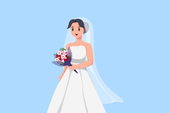 Beauty Bride Wedding Character Design: Capturing Elegance in Vector