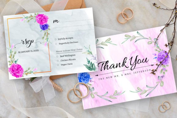 Elegant Watercolor Rose Floral Wedding Card Design
