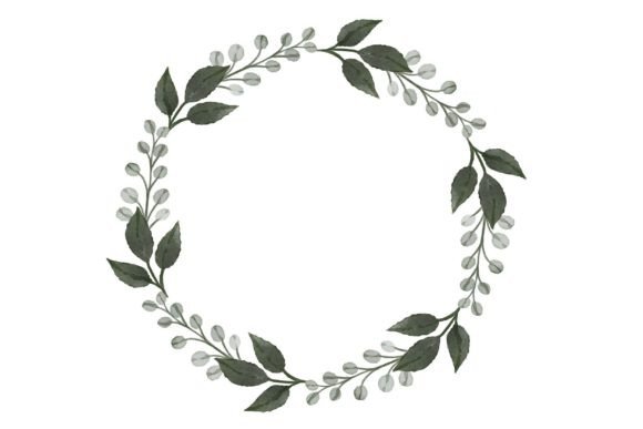 Enchanting Leaves Wreath for Wedding Card & Watercolor Illustration