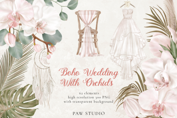 Orchid Boho Wedding Clipart: A Designer's Toolkit