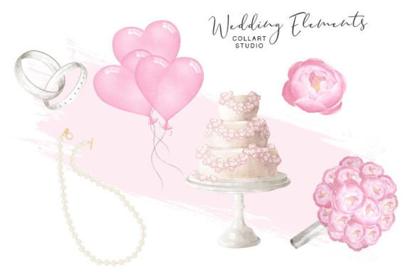 Watercolor Wedding Clip Art for Handmade Invitations & More